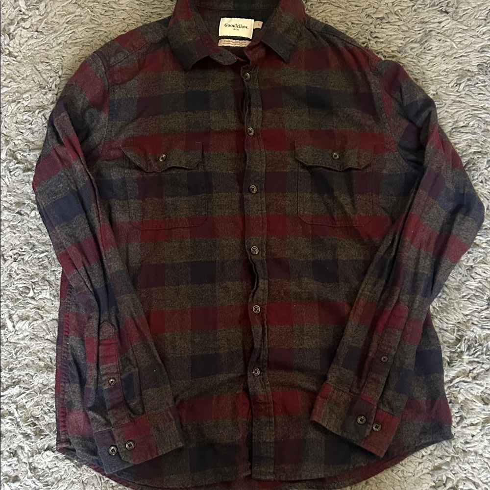 Goodfellow & Co Men's Checkered Shirt - Burgundy and Black